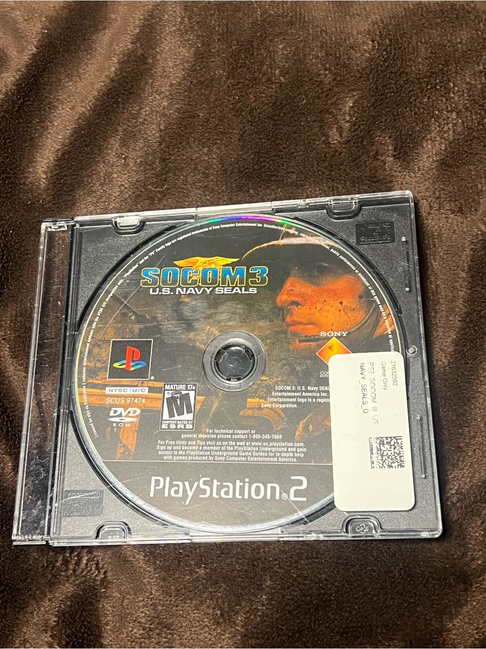 Sony SOCOM 3 PlayStation 2 Disc — Black and Orange Artwork